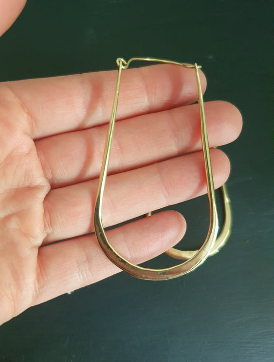 Minimalist Ibiza Brass Hoops / Chic Ethnic Boho Classic XL Bohemian Chic Gypsy Spiral Hippie Hiphop Festival Tribal style