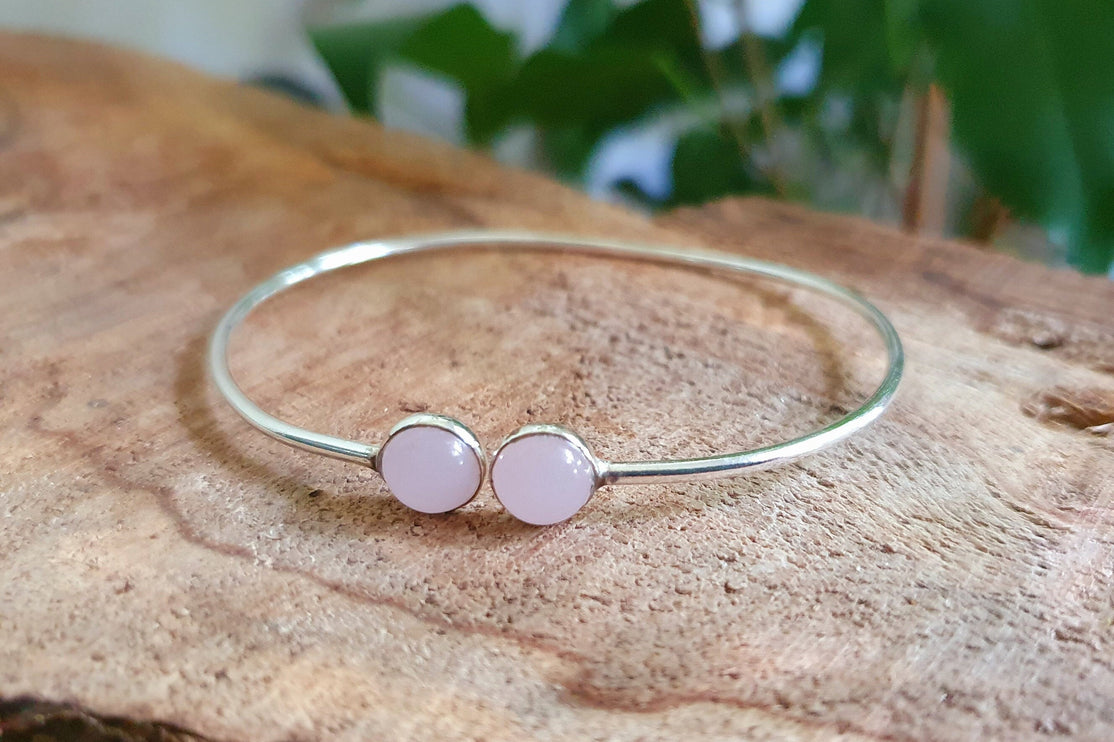 Silver Rose Quartz Bracelet / Minimalist / Rustic / Bohemian / Hippie / Gypsy / Psy / Chic / Jewellery / Body / Adjustable