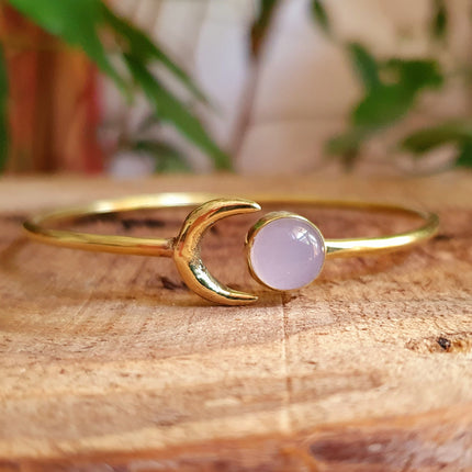 Moon Bracelet / Brass & Rose Quartz / Bangle / Galaxy / Solar System / Planets / Boho / Adjustable / Hippie / Chic / Sun 