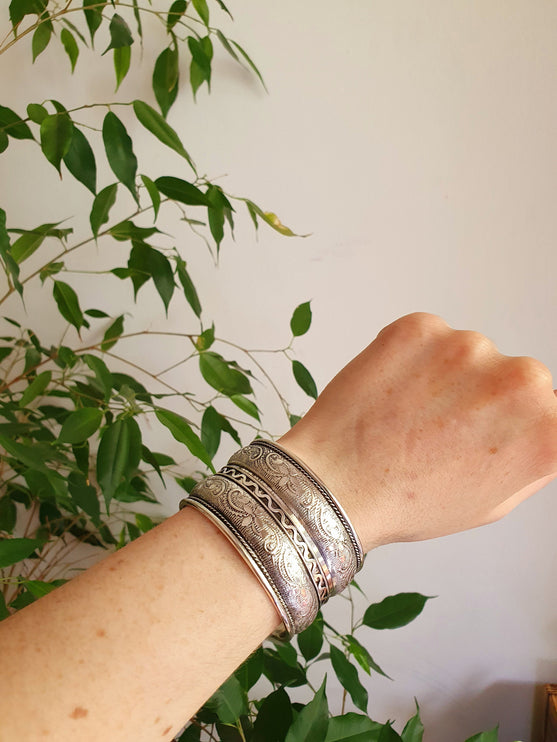 Textured Silver Cuff Bracelet / Tribal / Celtic / Boho / Ethnic / Rustic / Bohemian / Hippie / Gypsy / Jewellery / Adjustable