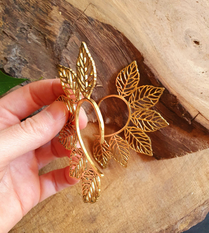 Ear Cuff Brass Leaf design / Tribal / Boho / Costume / Fancy Dress / Cosplay / Festival Jewellery / Indian / 