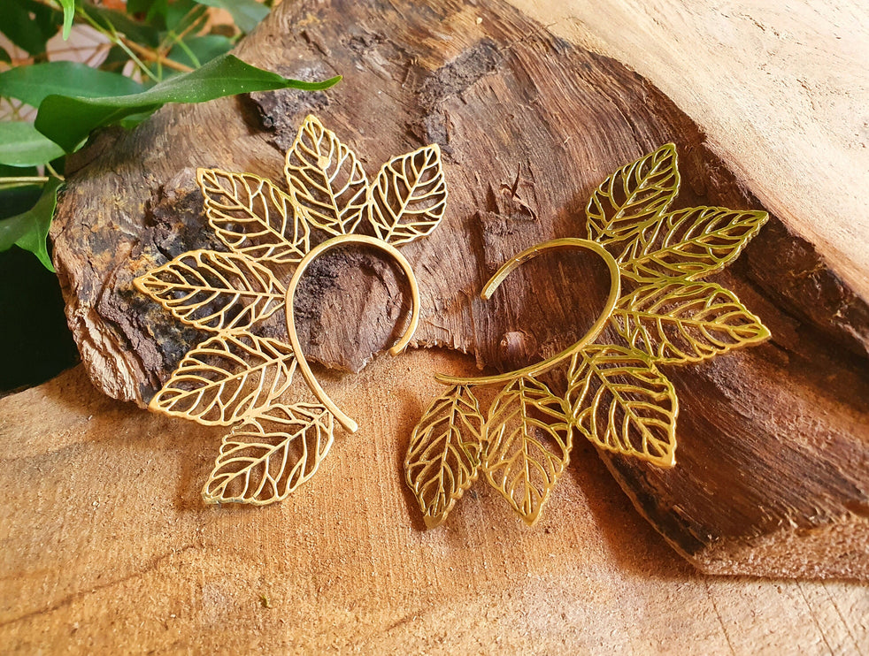 Ear Cuff Brass Leaf design / Tribal / Boho / Costume / Fancy Dress / Cosplay / Festival Jewellery / Indian / 