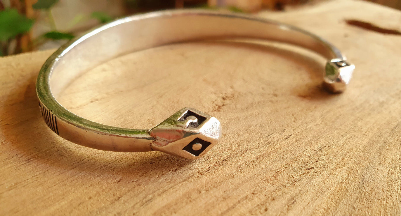 Silver Aztec Bracelet / Bangle / Cuff / Unisex / Boho / Ethnic / Rustic / Bohemian / Hippie / Gypsy / Geometric /