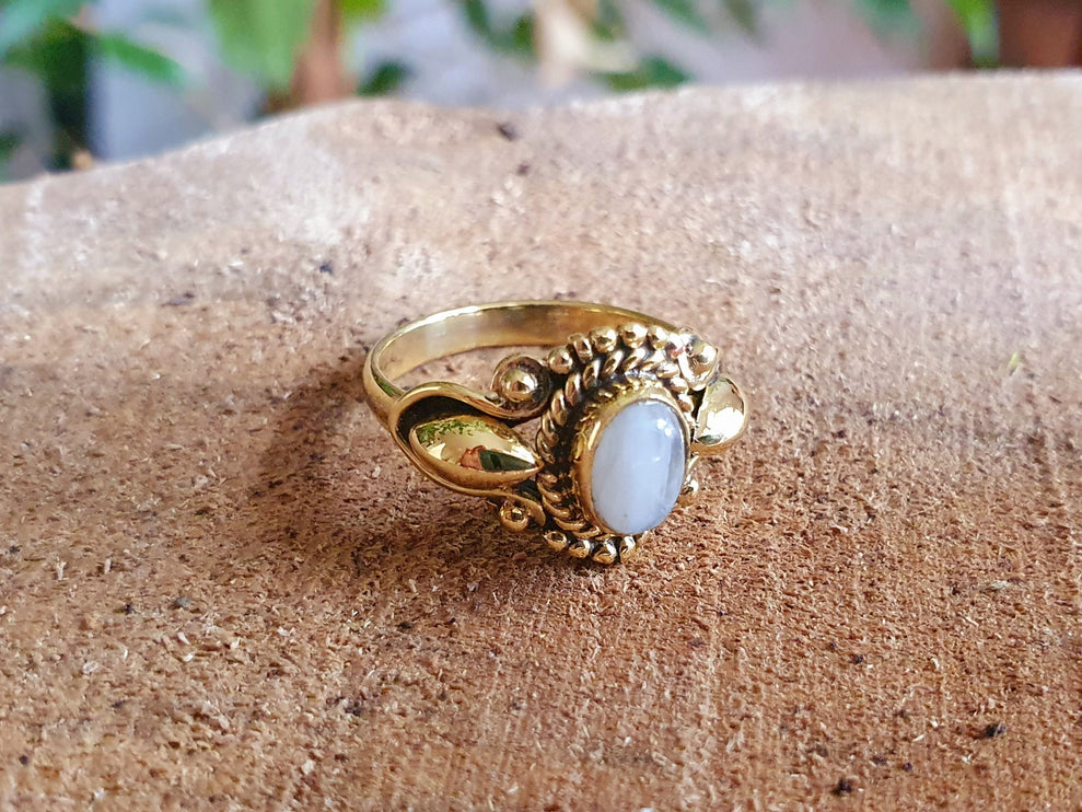 Ethnic style Brass & Moonstone / Moon / Boho / Bohemian / Psy / Rustic / Tribal / Gypsy / Festival / Healing / Festival 