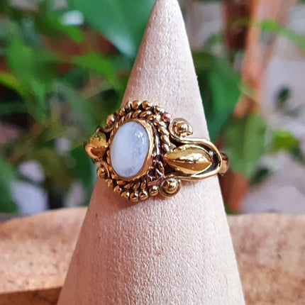Ethnic style Brass & Moonstone / Moon / Boho / Bohemian / Psy / Rustic / Tribal / Gypsy / Festival / Healing / Festival 