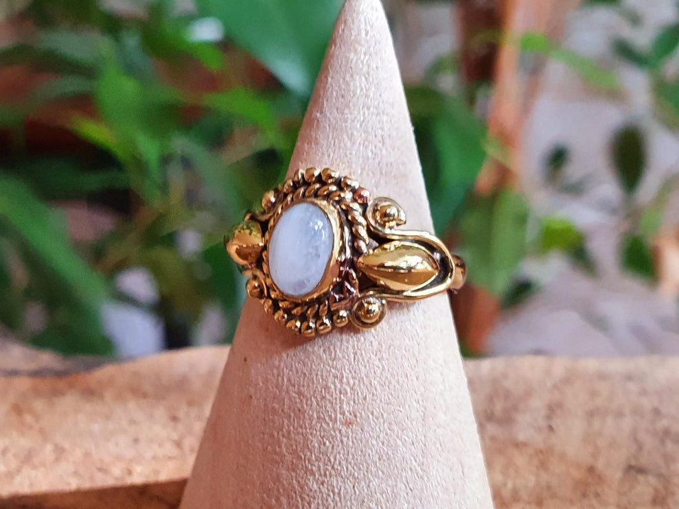 Ethnic style Brass & Moonstone / Moon / Boho / Bohemian / Psy / Rustic / Tribal / Gypsy / Festival / Healing / Festival 