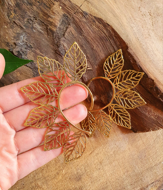 Ear Cuff Brass Leaf design / Tribal / Boho / Costume / Fancy Dress / Cosplay / Festival Jewellery / Indian / 