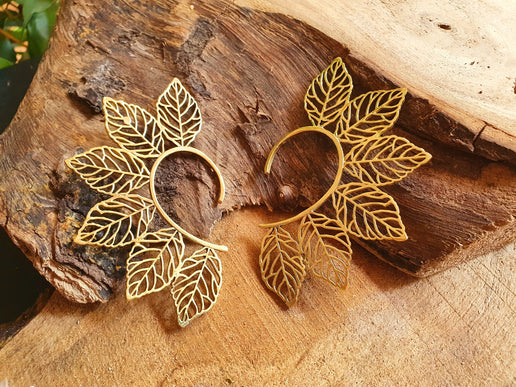 Ear Cuff Brass Leaf design / Tribal / Boho / Costume / Fancy Dress / Cosplay / Festival Jewellery / Indian / 