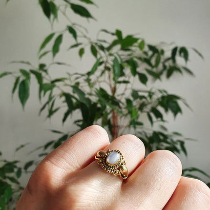 Ethnic style Brass & Moonstone / Moon / Boho / Bohemian / Psy / Rustic / Tribal / Gypsy / Festival / Healing / Festival 