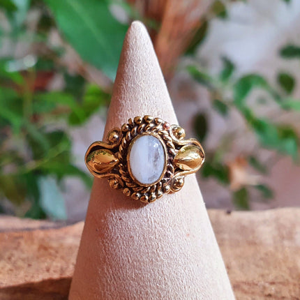 Ethnic style Brass & Moonstone / Moon / Boho / Bohemian / Psy / Rustic / Tribal / Gypsy / Festival / Healing / Festival 