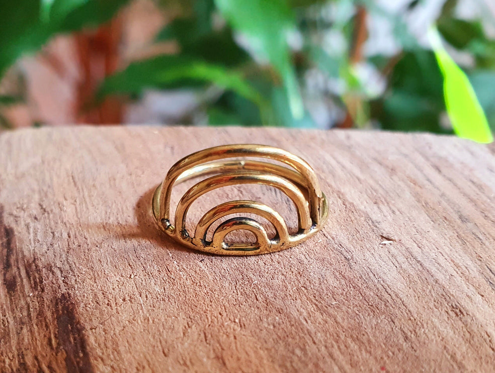 Rainbow Brass Ring / Boho / Bohemian / Psy / Rustic / Tribal / Gypsy / Festival / Healing / Festival 