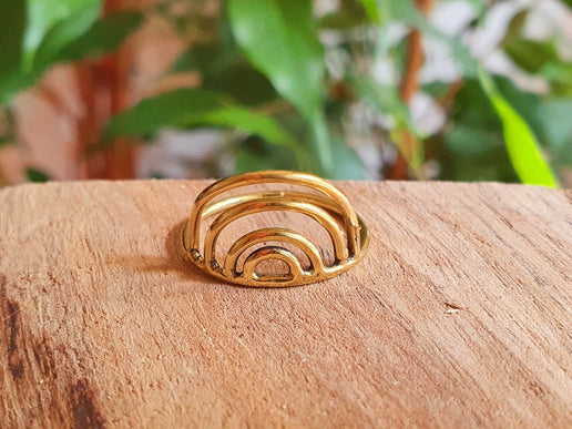 Rainbow Brass Ring / Boho / Bohemian / Psy / Rustic / Tribal / Gypsy / Festival / Healing / Festival 