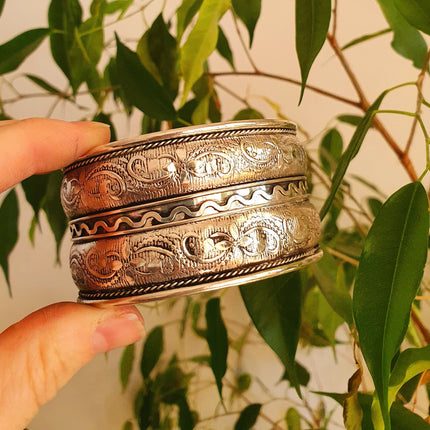 Floral Silver Cuff Bracelet / Tribal / Unisex / Celtic / Boho / Ethnic / Rustic / Bohemian / Gypsy / Cosplay / Costume