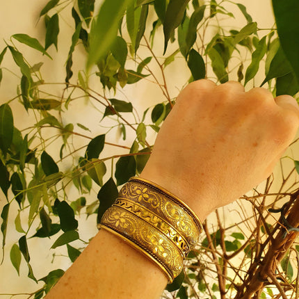 Floral Golden Cuff Bracelet / Tribal / Unisex / Celtic / Boho / Ethnic / Rustic / Bohemian / Gypsy / Cosplay / Costume