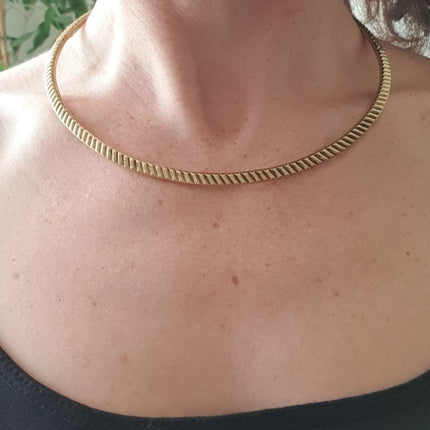 Torque en Laiton / Choker / Boho Ethnique Tribal / Collier Plat / Bohème / Rustique / Azteque