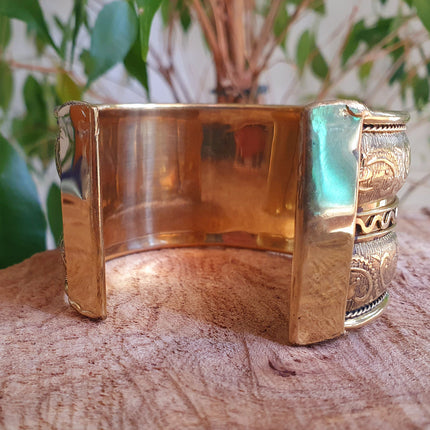Floral Golden Cuff Bracelet / Tribal / Unisex / Celtic / Boho / Ethnic / Rustic / Bohemian / Gypsy / Cosplay / Costume