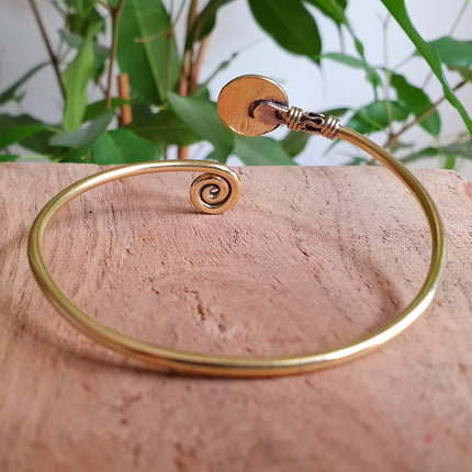 Silver Bracelet & Labradorite / Brass / Adjustable / Spiral / Ethnic / Rustic / Bohemian / Boho / 