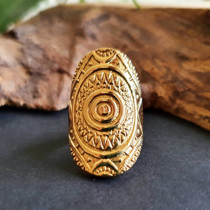 Gold Tuareg Ring / Mens Ring / African ring / Signet Ring / Mayan / Boho / Ethnic / Rustic / Gypsy / Psy / Thumb / Psy