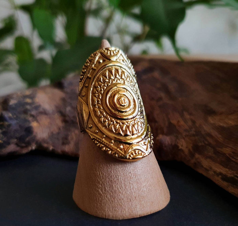 Gold Tuareg Ring / Mens Ring / African ring / Signet Ring / Mayan / Boho / Ethnic / Rustic / Gypsy / Psy / Thumb / Psy