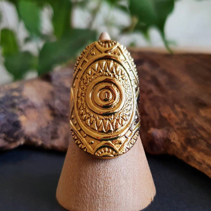 Gold Tuareg Ring / Mens Ring / African ring / Signet Ring / Mayan / Boho / Ethnic / Rustic / Gypsy / Psy / Thumb / Psy