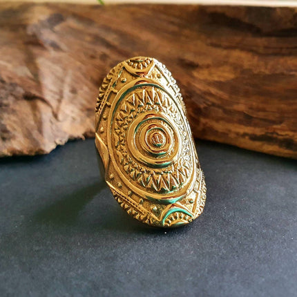 Gold Tuareg Ring / Mens Ring / African ring / Signet Ring / Mayan / Boho / Ethnic / Rustic / Gypsy / Psy / Thumb / Psy