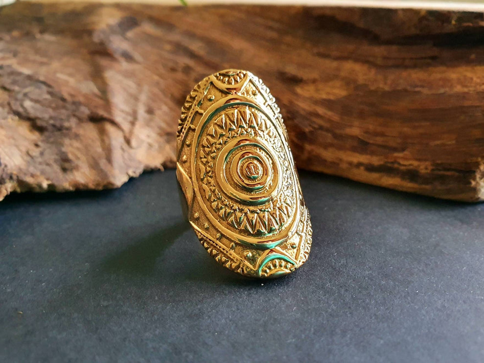 Gold Tuareg Ring / Mens Ring / African ring / Signet Ring / Mayan / Boho / Ethnic / Rustic / Gypsy / Psy / Thumb / Psy