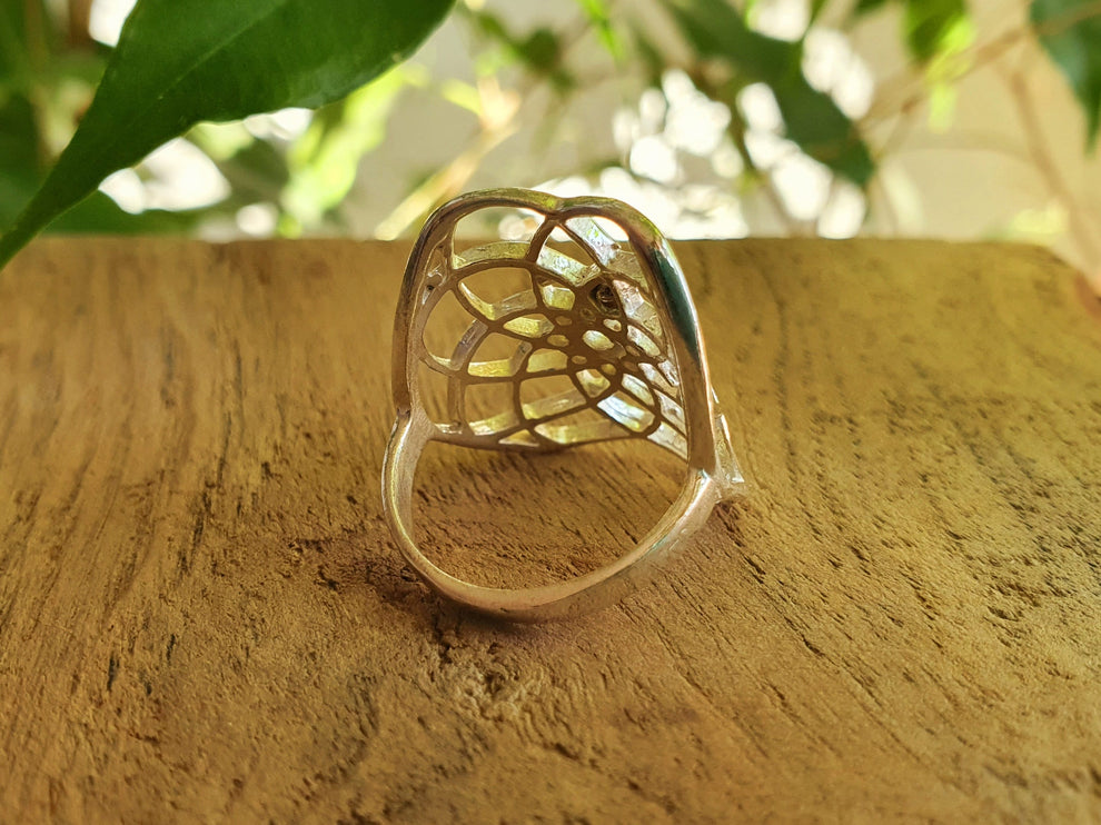 Bague Graine de Vie Argent Mandala Géométrique / Bohème / Boho / Spirale / Psy / Gypsy / Ethnique / Rustique / Hippie / Tribal / Festival /