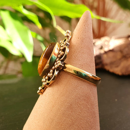 Ethnic style Brass & Tiger Eye ring / Boho / Bohemian / Psy / Rustic / Tribal / Gypsy / Festival / Healing / Festival 