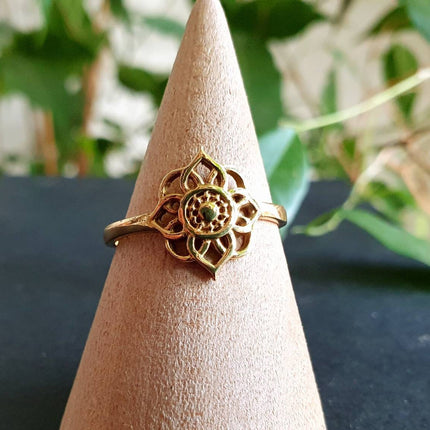 Bague Fleur dorée / Laiton Mandala / Bohème / Boho / Psy / Gypsy / Ethnique / Rustique / Hippie / Tribal / Festival /