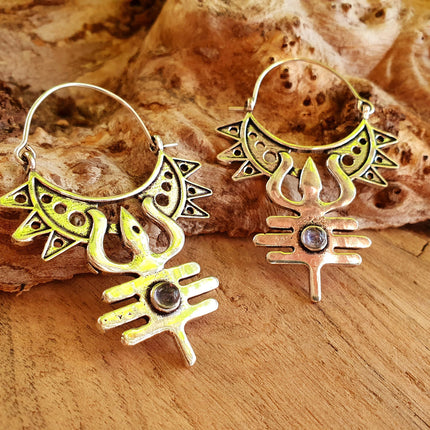 Inca Amethyst & Silver Earrings Ethnic, Aztèque, rustic, yoga, talisman, gypsy, pretty, psy, boho, bohemian, festival