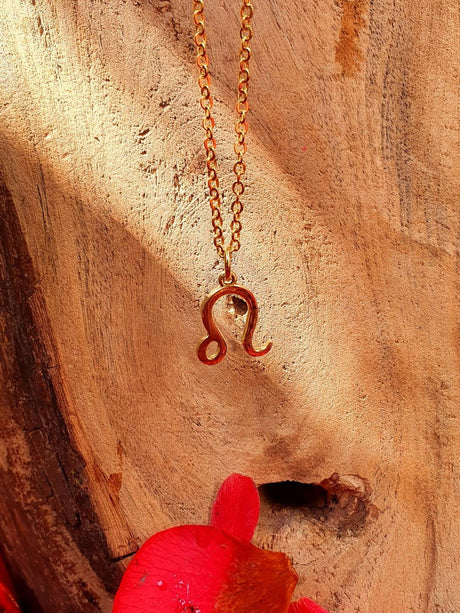 Leo Star Sign Horoscope Gold Necklace / Astrology / Tarot / Boho / Hippie / Rustic / Ethnic / Third Eye / Illuminati