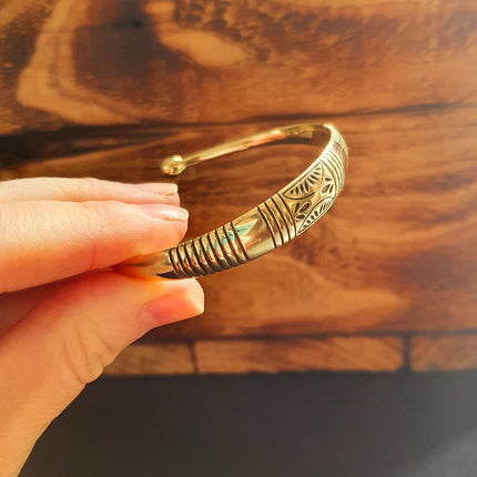Bracelet Aztèque Touareg / Bracelet Homme Taille Grande / Laiton / Mixte / Manchette / Rustique / Ethnique / Bohème / Bijou / Réglable /