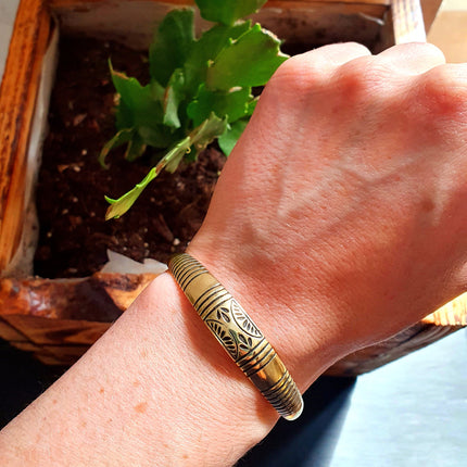 Bracelet Aztèque Touareg / Bracelet Homme Taille Grande / Laiton / Mixte / Manchette / Rustique / Ethnique / Bohème / Bijou / Réglable /
