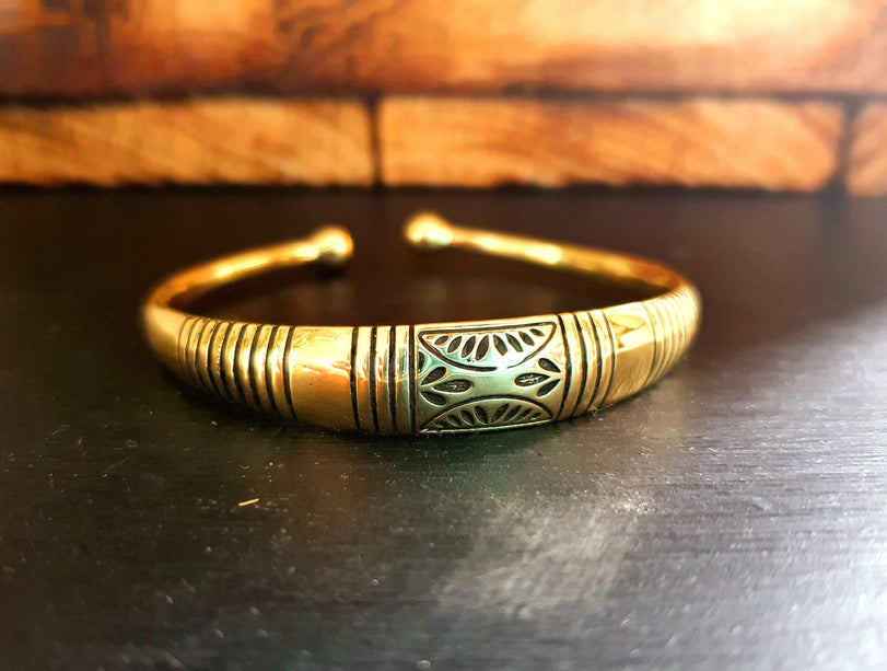 Bracelet Aztèque Touareg / Bracelet Homme Taille Grande / Laiton / Mixte / Manchette / Rustique / Ethnique / Bohème / Bijou / Réglable /