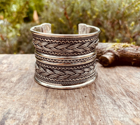 Manchette Celtique / Argent / Tribal / Nordique / Rustique / Ethnique / Bohème / Homme / Bijou / Réglable / Mixte