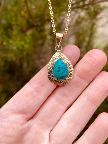 Turquoise Gold Necklace / Simple / Classic / Hypoallergenic / Boho / Inca / Ethnic / Hypoallergenic / Illuminati