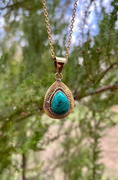 Turquoise Gold Necklace / Simple / Classic / Hypoallergenic / Boho / Inca / Ethnic / Hypoallergenic / Illuminati