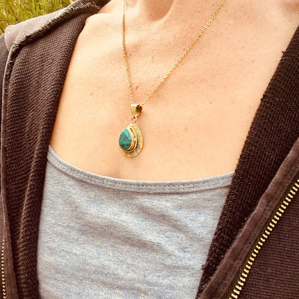 Turquoise Gold Necklace / Simple / Classic / Hypoallergenic / Boho / Inca / Ethnic / Hypoallergenic / Illuminati