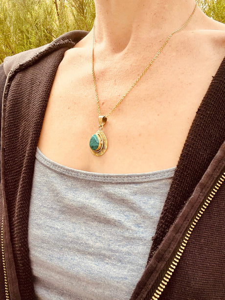 Turquoise Gold Necklace / Simple / Classic / Hypoallergenic / Boho / Inca / Ethnic / Hypoallergenic / Illuminati