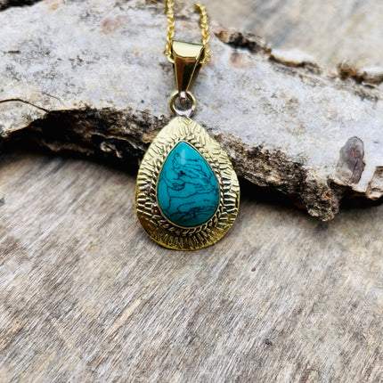 Turquoise Gold Necklace / Simple / Classic / Hypoallergenic / Boho / Inca / Ethnic / Hypoallergenic / Illuminati