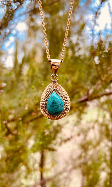 Turquoise Gold Necklace / Simple / Classic / Hypoallergenic / Boho / Inca / Ethnic / Hypoallergenic / Illuminati