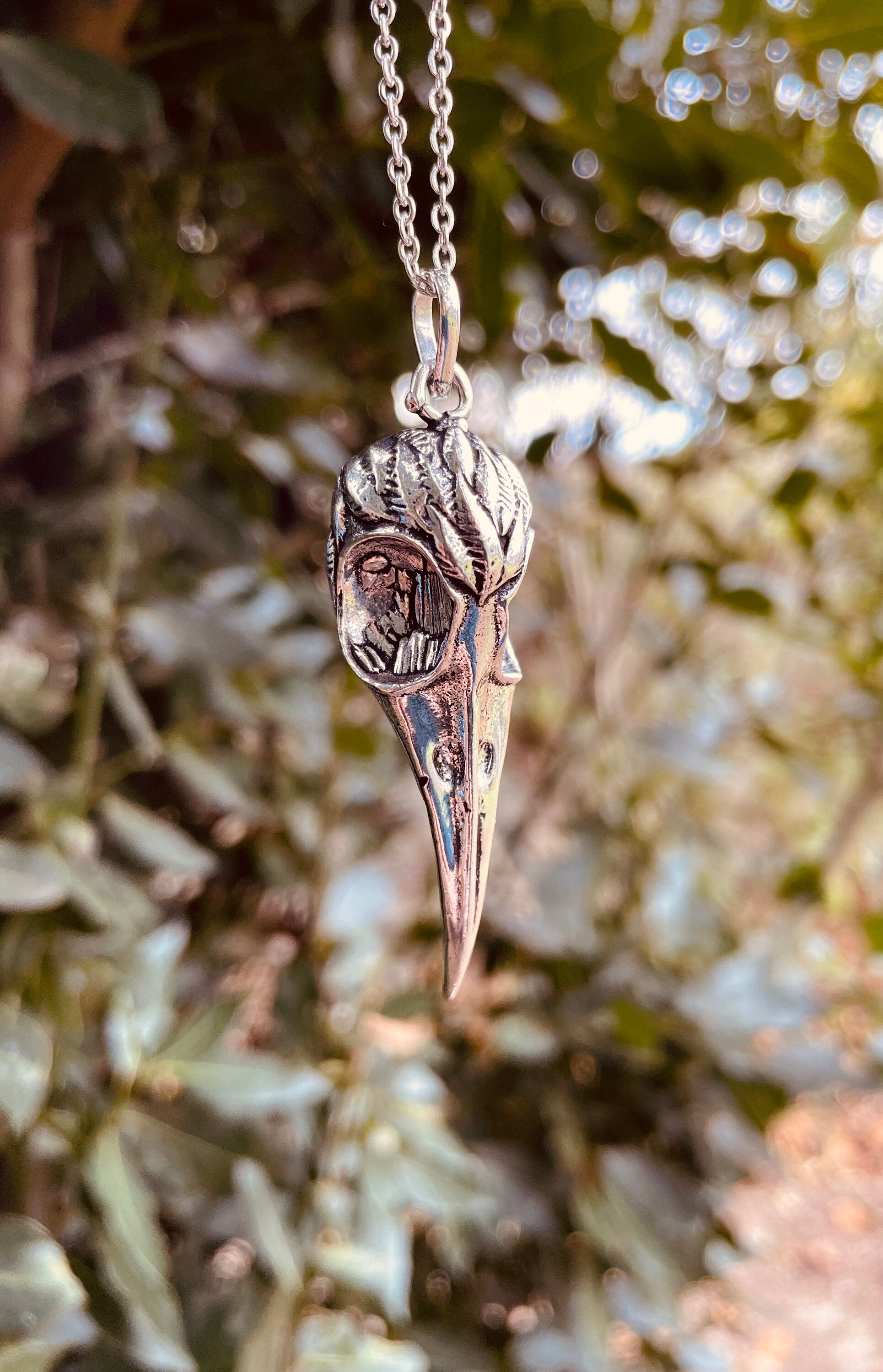 Sterling Silver Raven Skull Pendant Necklace By Martha Jackson Sterling  Silver | notonthehighstreet.com