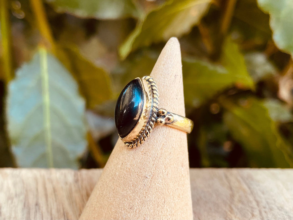 Ethnique Bague Laiton Onyx Noir / Chakra / Boho / Mixte / Bohemian / Rustique / Tribal / Festival / Soigner / Festival / Bijou / Joli