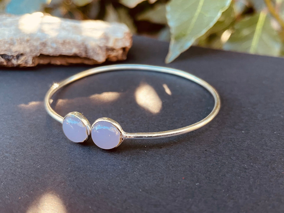 Silver Rose Quartz Bracelet / Minimalist / Rustic / Bohemian / Hippie / Gypsy / Psy / Chic / Jewellery / Body / Adjustable