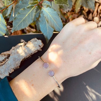 Silver Rose Quartz Bracelet / Minimalist / Rustic / Bohemian / Hippie / Gypsy / Psy / Chic / Jewellery / Body / Adjustable