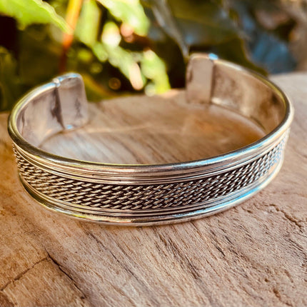 Silver Cuff Bracelet / Unisex / Boho / Ethnic / Rustic / Bohemian / Hippie / Gypsy / Jewellery / Adjustable