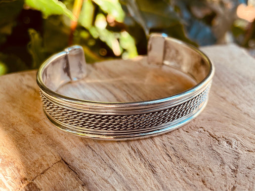 Silver Cuff Bracelet / Unisex / Boho / Ethnic / Rustic / Bohemian / Hippie / Gypsy / Jewellery / Adjustable