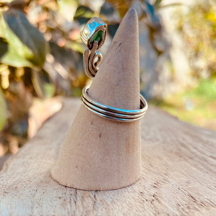 Adjustable Silver Green Onyx ring / Birthstone / Boho / Ethnic / Rustic / Tribal / Gypsy / Festival / Healing 