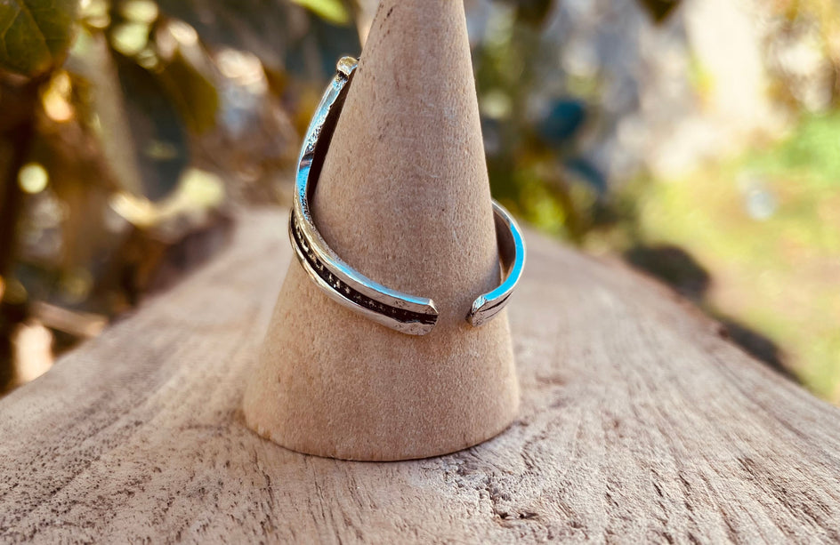 Onyx Noir Bague Argent Taille Grande / Ethnique / Bohème / Rustique / Festival / Hippie / Tribal / Gypsy / Boho