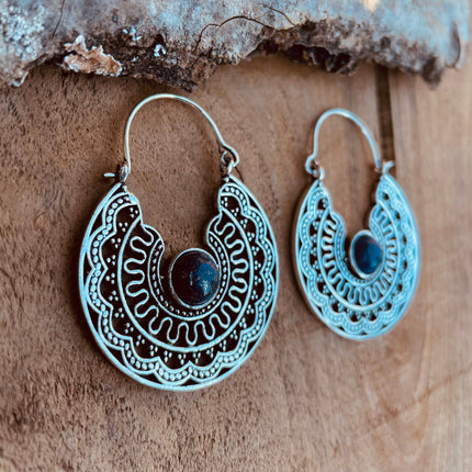 Silver Ethnic Lapis Lazuli Earrings Ethnic, Blue Stone , rustic, yoga, hippie, gypsy, pretty, psy, boho, bohemian, festival